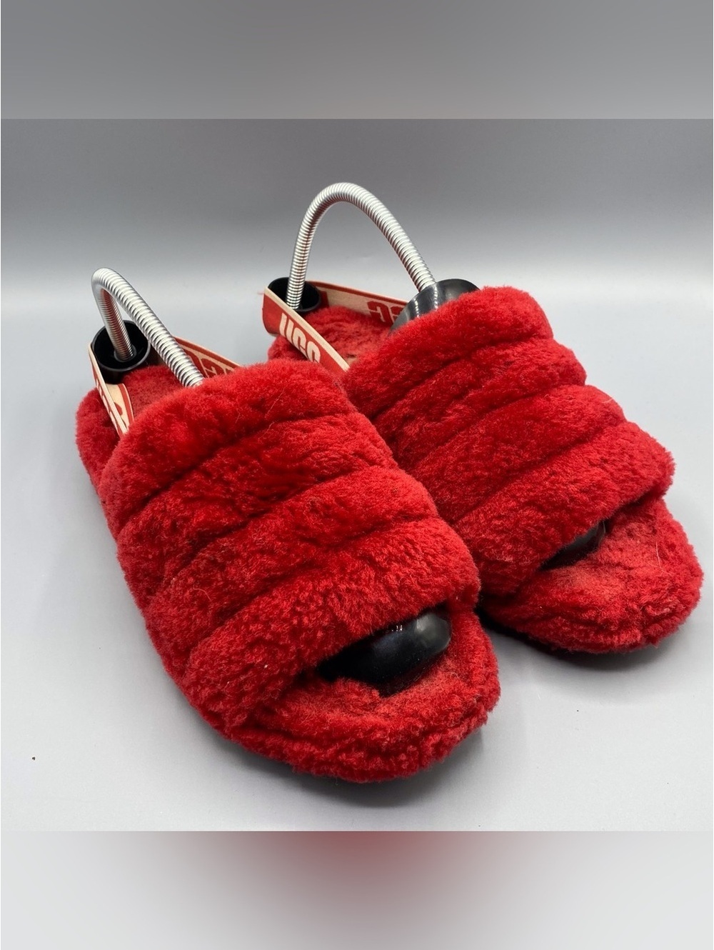 UGG Red Plush Slide Sandals